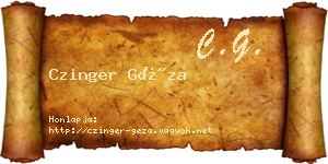 Czinger Géza névjegykártya