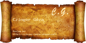 Czinger Géza névjegykártya